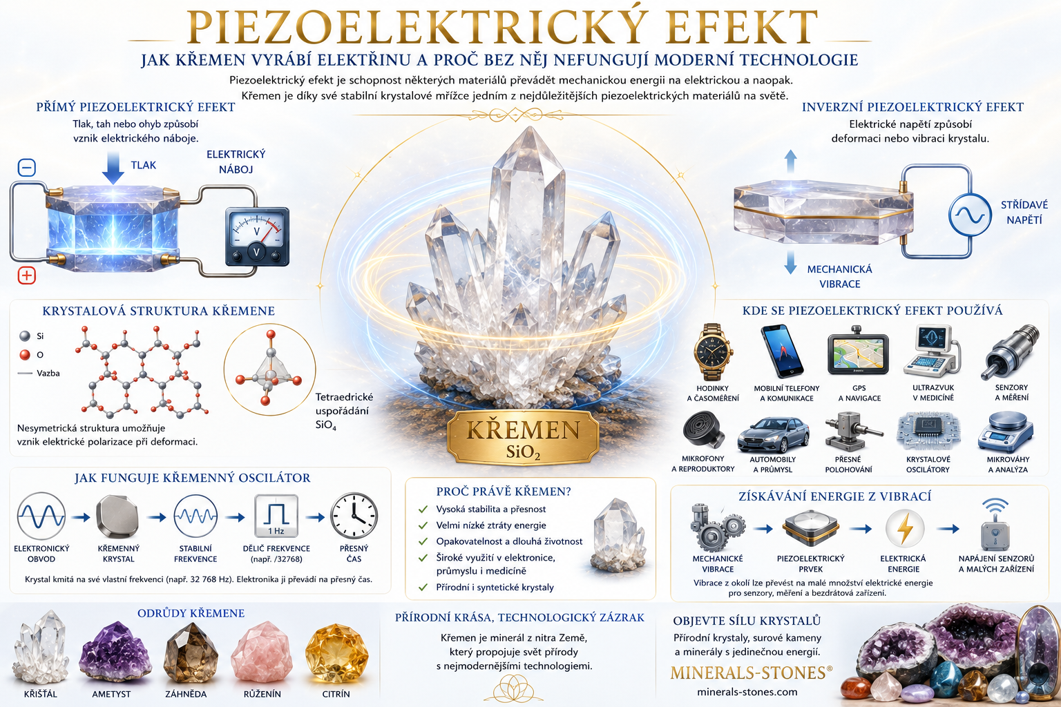 Piezoelektrický efekt křemene: Jak vzniká elektřina